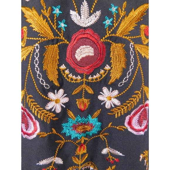 Embroidered Black Boho Dress Sleeveless V Neck Festival M - Picture 4 of 12